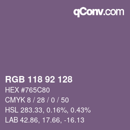カラーコード: RGB 118 92 128 | qconv.com
