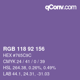 カラーコード: RGB 118 92 156 | qconv.com