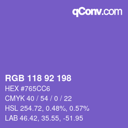 Color code: RGB 118 92 198 | qconv.com