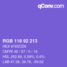 Color code: RGB 118 92 213 | qconv.com