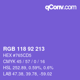 Color code: RGB 118 92 213 | qconv.com