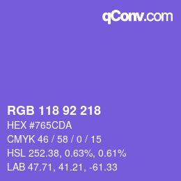 カラーコード: RGB 118 92 218 | qconv.com