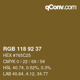 カラーコード: RGB 118 92 37 | qconv.com