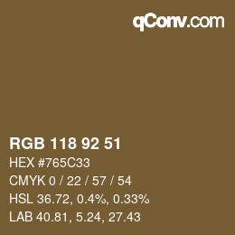 Color code: RGB 118 92 51 | qconv.com