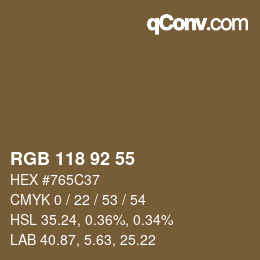 カラーコード: RGB 118 92 55 | qconv.com