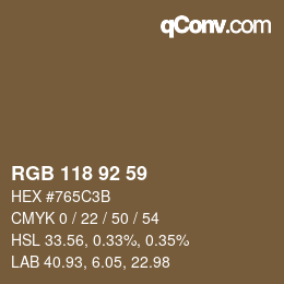 カラーコード: RGB 118 92 59 | qconv.com