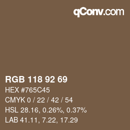 Color code: RGB 118 92 69 | qconv.com