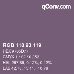 カラーコード: RGB 118 93 119 | qconv.com