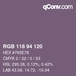 Farbcode: RGB 118 94 120 | qconv.com