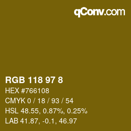 Color code: RGB 118 97 8 | qconv.com