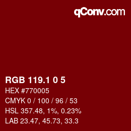カラーコード: RGB 119.1 0 5 | qconv.com