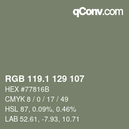 Color code: RGB 119.1 129 107 | qconv.com