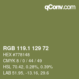 カラーコード: RGB 119.1 129 72 | qconv.com