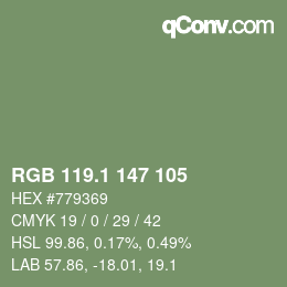 Color code: RGB 119.1 147 105 | qconv.com