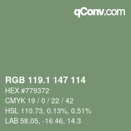 Color code: RGB 119.1 147 114 | qconv.com