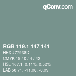 Color code: RGB 119.1 147 141 | qconv.com