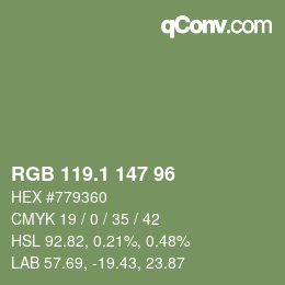 カラーコード: RGB 119.1 147 96 | qconv.com