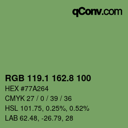 Color code: RGB 119.1 162.8 100 | qconv.com