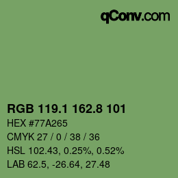カラーコード: RGB 119.1 162.8 101 | qconv.com