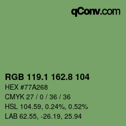 Color code: RGB 119.1 162.8 104 | qconv.com