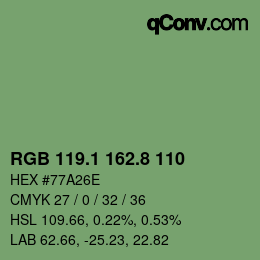 Color code: RGB 119.1 162.8 110 | qconv.com