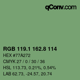 Farbcode: RGB 119.1 162.8 114 | qconv.com