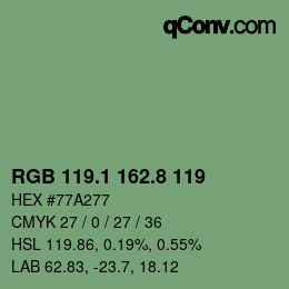 Color code: RGB 119.1 162.8 119 | qconv.com