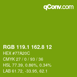 カラーコード: RGB 119.1 162.8 12 | qconv.com