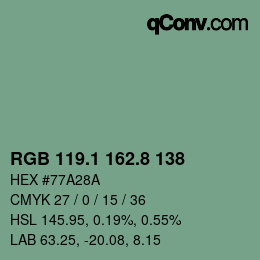 Código de color: RGB 119.1 162.8 138 | qconv.com
