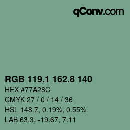 Color code: RGB 119.1 162.8 140 | qconv.com
