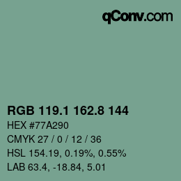 Color code: RGB 119.1 162.8 144 | qconv.com