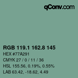 Color code: RGB 119.1 162.8 145 | qconv.com