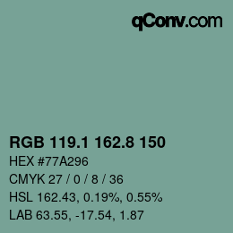 Color code: RGB 119.1 162.8 150 | qconv.com