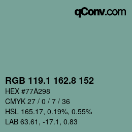 Color code: RGB 119.1 162.8 152 | qconv.com