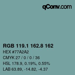 Color code: RGB 119.1 162.8 162 | qconv.com