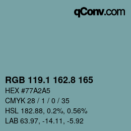 Color code: RGB 119.1 162.8 165 | qconv.com