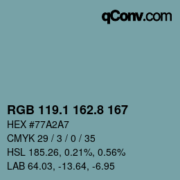 Color code: RGB 119.1 162.8 167 | qconv.com
