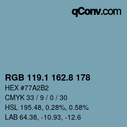 Color code: RGB 119.1 162.8 178 | qconv.com