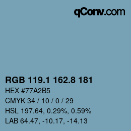 カラーコード: RGB 119.1 162.8 181 | qconv.com
