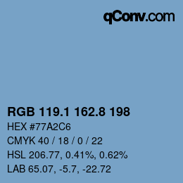 Farbcode: RGB 119.1 162.8 198 | qconv.com