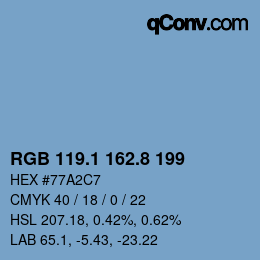 Farbcode: RGB 119.1 162.8 199 | qconv.com