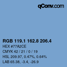 カラーコード: RGB 119.1 162.8 206.4 | qconv.com