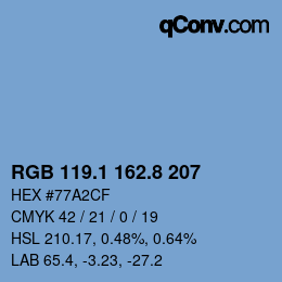 Color code: RGB 119.1 162.8 207 | qconv.com