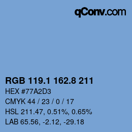 Farbcode: RGB 119.1 162.8 211 | qconv.com