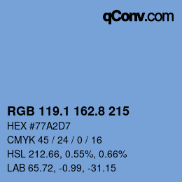 カラーコード: RGB 119.1 162.8 215 | qconv.com