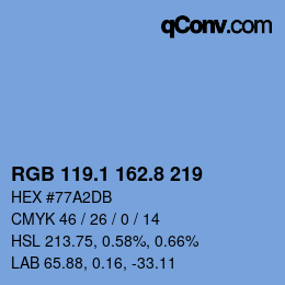 Farbcode: RGB 119.1 162.8 219 | qconv.com