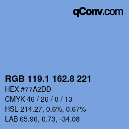 Color code: RGB 119.1 162.8 221 | qconv.com
