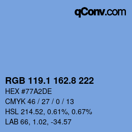 Color code: RGB 119.1 162.8 222 | qconv.com