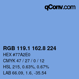 カラーコード: RGB 119.1 162.8 224 | qconv.com