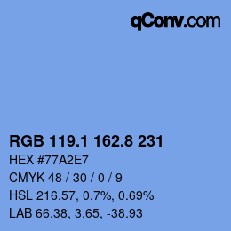Color code: RGB 119.1 162.8 231 | qconv.com